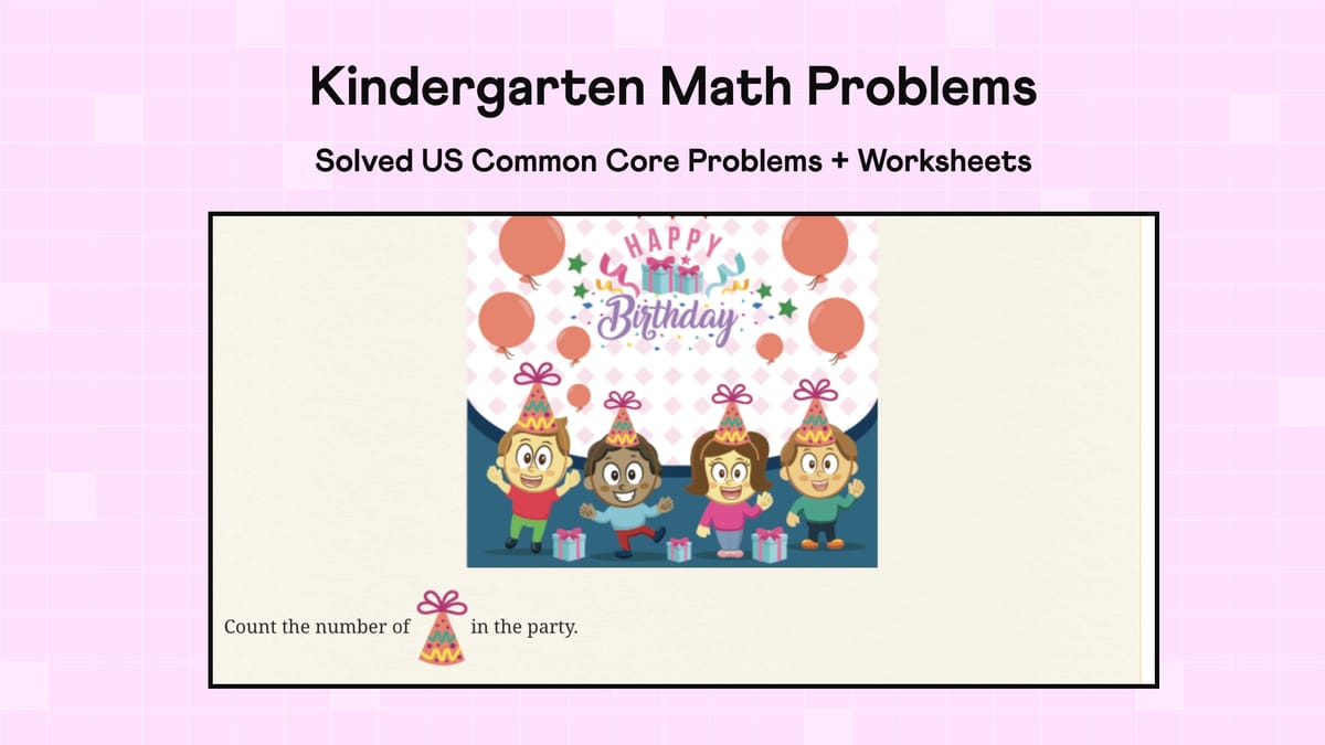 Screenshot of a sample kindergarten math problem on counting objects.