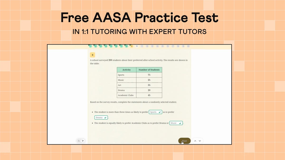 Free AASA Practice Test, Live 1:1 with a Tutor