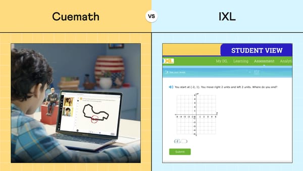 Screenshot of Cuemath 1:1 class vs IXL online math lesson.